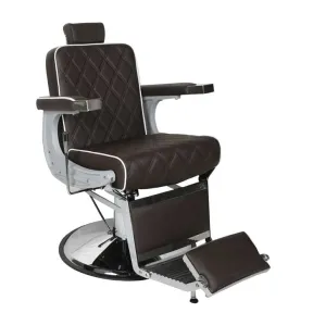 Salon Fit Chrysler Barber Chair Brown with White Piping