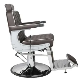 Salon Fit Chrysler Barber Chair Brown with White Piping