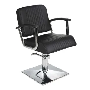 Salon Fit Madison Styling Chair Black with Black Piping and Square Base