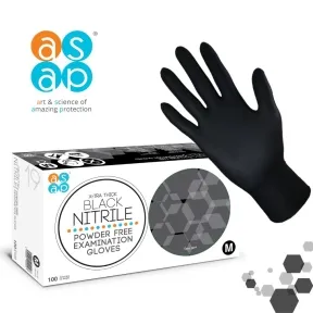 ASAP X-Tra Thick Black Nitrile Gloves, Large, Pack of 100