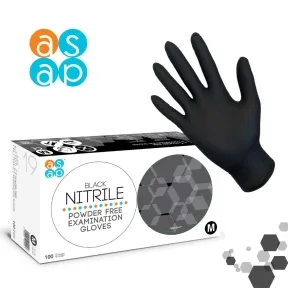 ASAP Black Nitrile Gloves, Small, Pack of 100