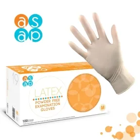 ASAP Powder Free Latex Gloves, Large, Pack of 100