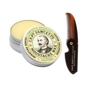 Captain Fawcett Menthol Moustache Wax & Foldable Beard Comb Gift Set