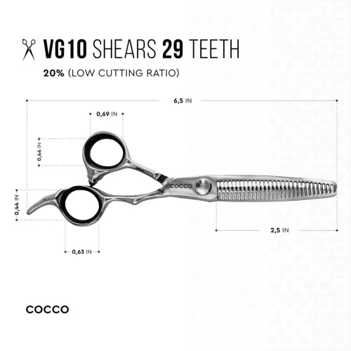 Cocco VG10 Professional Shear Set - 5 Cutting & 6 29-Tooth Thinning Scissors