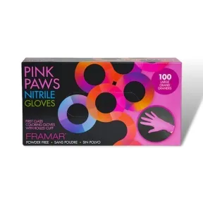 Framar Pink Paws Nitrile Gloves - 100 Pack