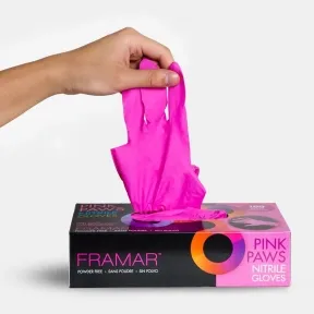 Framar Pink Paws Nitrile Gloves Small - 100 Pack