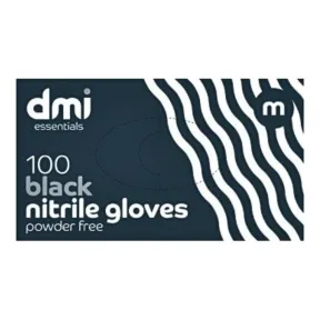 DMI Powder Free Nitrile Gloves Black, Small, 100 Pack
